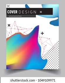 Covers background with liquid color, arrangement of abstract lines and style graphic geometric elements. Applicable for placards, brochures, posters, covers and banners. Vector illustrations.