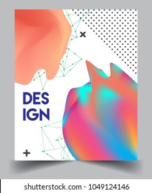 Covers background with liquid color, arrangement of abstract lines and style graphic geometric elements. Applicable for placards, brochures, posters, covers and banners. Vector illustrations.