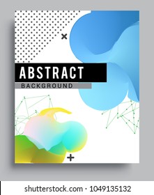 Covers background with liquid color, arrangement of abstract lines and style graphic geometric elements. Applicable for placards, brochures, posters, covers and banners. Vector illustrations.