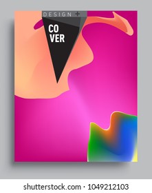 Covers background with liquid color, arrangement of abstract lines and style graphic geometric elements. Applicable for placards, brochures, posters, covers and banners. Vector illustrations.