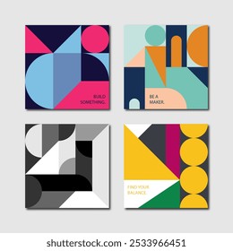 Covers Kollektion mit geometrischen Formen, Vektordesign in Folge 10
