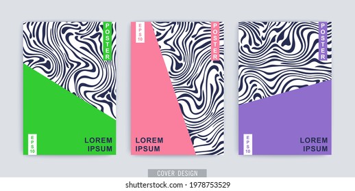 Covers design. Abstract liquid stripes. Wavy lines flowing substance. Vector illustration