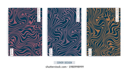 Covers design. Abstract liquid stripes. Wavy lines flowing substance. Vector illustration