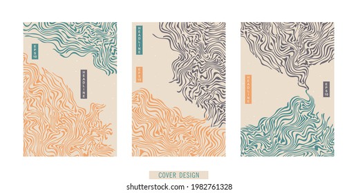 
Covers design. Abstract liquid stripes. Wavy lines flowing substance. Vector template
