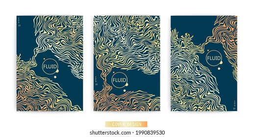 Covers design. Abstract liquid stripes. Wavy lines flowing substance. Vector illustration