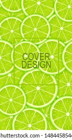 Covers design. Lime slice background. Vector illustration
