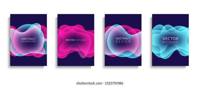 Covers design set with abstract fluid shapes. Liquid color backgrounds collection. Templates for brochures, posters, banners and cards. Vector illustration.