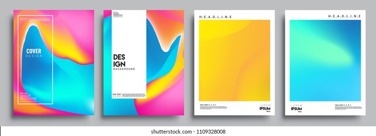 Covers design set with liquid color and liquid colorful shapes. arrangement of abstract lines and style graphic geometric elements. Applicable for placards, brochures, posters, covers and banners. Vec