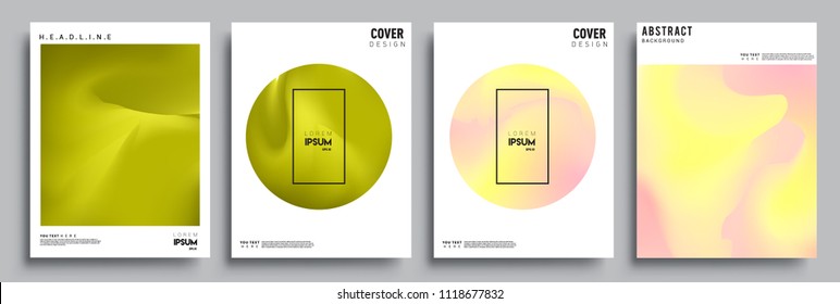 Covers design set with liquid color and liquid colorful shapes. arrangement of abstract lines and style graphic geometric elements. Applicable for placards, brochures, posters, covers and banners. Vec
