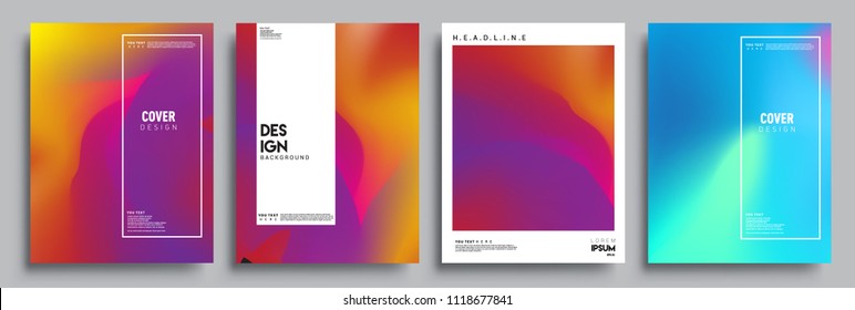 Covers design set with liquid color and liquid colorful shapes. arrangement of abstract lines and style graphic geometric elements. Applicable for placards, brochures, posters, covers and banners. Vec