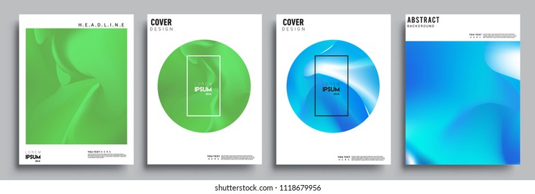 Covers design set with liquid color and liquid colorful shapes. arrangement of abstract lines and style graphic geometric elements. Applicable for placards, brochures, posters, covers and banners. Vec