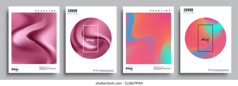 Covers design set with liquid color and liquid colorful shapes. arrangement of abstract lines and style graphic geometric elements. Applicable for placards, brochures, posters, covers and banners. Vec