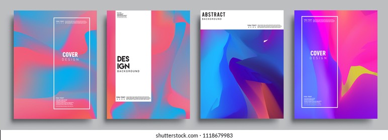 Covers design set with liquid color and liquid colorful shapes. arrangement of abstract lines and style graphic geometric elements. Applicable for placards, brochures, posters, covers and banners. Vec