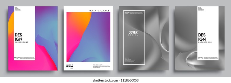 Covers design set with liquid color and liquid colorful shapes. arrangement of abstract lines and style graphic geometric elements. Applicable for placards, brochures, posters, covers and banners. Vec