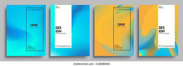 Covers design set with liquid color and liquid colorful shapes. arrangement of abstract lines and style graphic geometric elements. Applicable for placards, brochures, posters, covers and banners. Vec