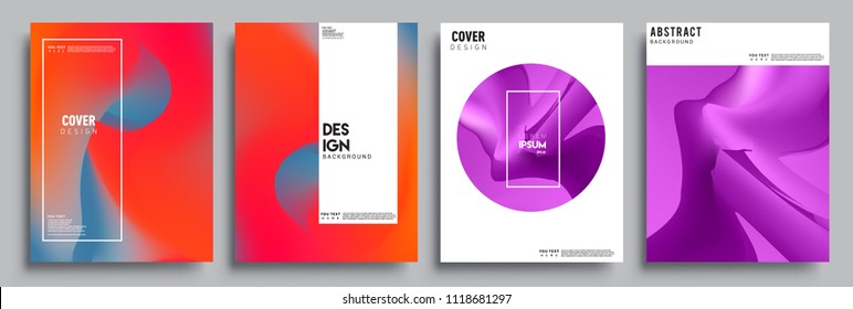 Covers design set with liquid color and liquid colorful shapes. arrangement of abstract lines and style graphic geometric elements. Applicable for placards, brochures, posters, covers and banners. Vec