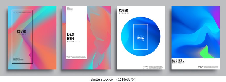 Covers design set with liquid color and liquid colorful shapes. arrangement of abstract lines and style graphic geometric elements. Applicable for placards, brochures, posters, covers and banners. Vec