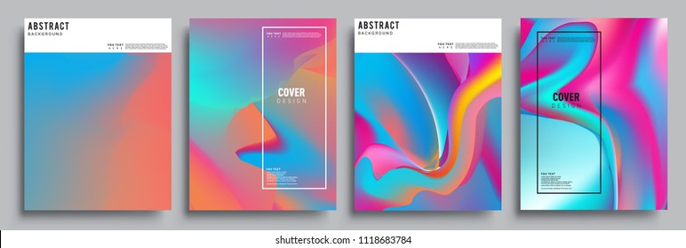 Covers design set with liquid color and liquid colorful shapes. arrangement of abstract lines and style graphic geometric elements. Applicable for placards, brochures, posters, covers and banners. Vec