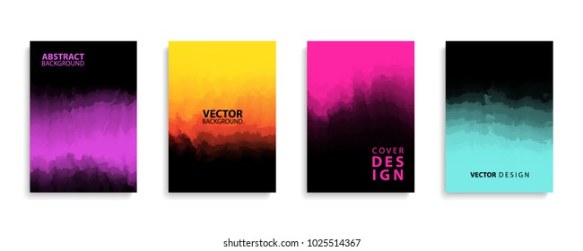 Covers design set with modern abstract color gradient patterns and black color. Templates collection for brochures, posters, banners and cards. Vector illustration.