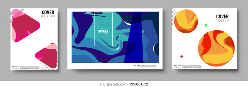 Covers design sets, cool gradient shapes composition, shapes, abstract lines and style graphic geometric elements. Applicable for placards, brochures, posters, covers and banner