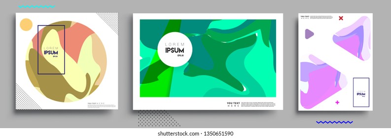 Covers design sets, cool gradient shapes composition, shapes, abstract lines and style graphic geometric elements. Applicable for placards, brochures, posters, covers and banner