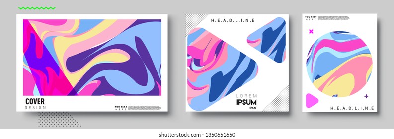 Covers design sets, cool gradient shapes composition, shapes, abstract lines and style graphic geometric elements. Applicable for placards, brochures, posters, covers and banner