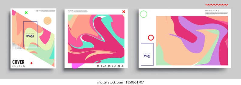 Covers design sets, cool gradient shapes composition, shapes, abstract lines and style graphic geometric elements. Applicable for placards, brochures, posters, covers and banner