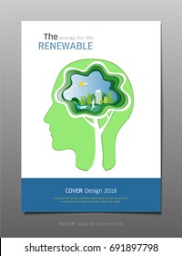 Covers design template, Inspiration for green energy and save environment concept, Use for your design all media, Easy to use and edit by add your own logo, images, and text, whatever you want.