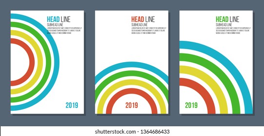 covers with flat concentric 4 color circles, vector illustration