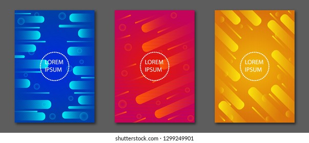 Covers with Flat & Dynamic Design. Geometric shapes in motion. Applicable for Banners, Placards, Posters, Flyers and Banner Designs.