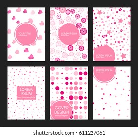 Covers with flat geometric pattern. Beautiful backgrounds. Applicable for banner, cover, invitation, placard, brochure. Vector. Isolated.