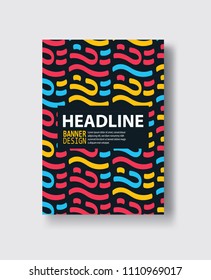Covers with flat geometric pattern. Cool colorful backgrounds. Abstract retro background.