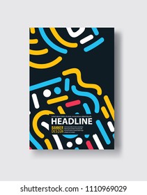 Covers with flat geometric pattern. Cool colorful backgrounds. Abstract retro background.