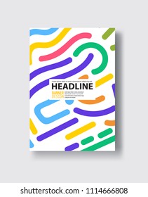 Covers with flat geometric pattern. Cool colorful backgrounds. Abstract retro background.