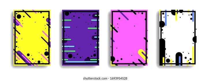 Covers with flat geometric pattern. Cool colorful backgrounds. Applicable for Banners, Placards, Posters, Flyers. Eps10 vector template.