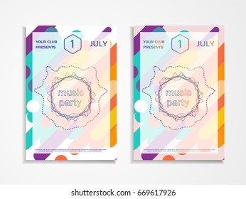 Covers with flat geometric pattern. Cool colorful backgrounds. Applicable for Banners, Placards, Posters, Flyers. Eps10 vector template.