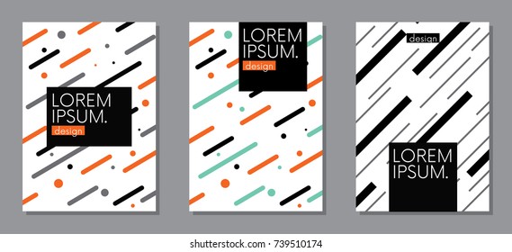 Covers with flat geometric pattern. Cool colorful backgrounds. Applicable for Banners, Placards, Posters, Flyers. Vector illustration.