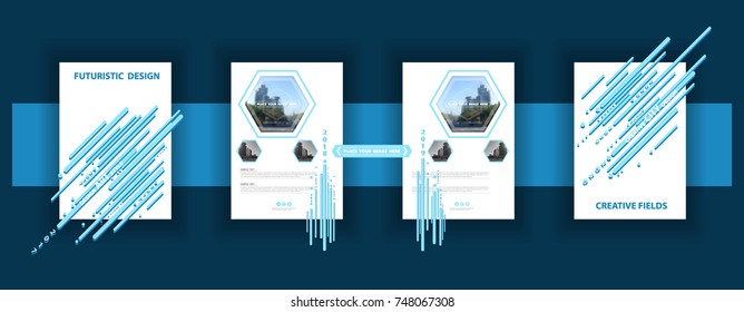 
Covers, flat geometric pattern.Matrix.Template, Annual Report.2018,2019, 2020.Set.Modern futuristic design, blue stripes Abstract background. quantity, banner,poster.Vector illustration of A4 format