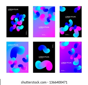 Covers with fluid geometric pattern. Cool colorful backgrounds. Applicable for Banners, Placards, Posters, Flyers. Eps10 vector template.