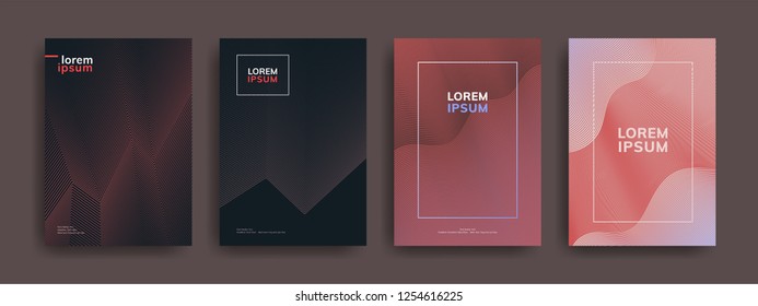 Covers with geometric abstract linear pattern. Applicable for journal, catalog, posters, business brochures and banner. Vector template. Eps10