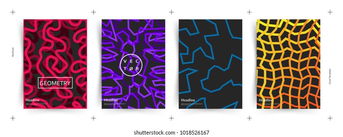 Covers with geometric design. Cool modern gradients with wavy patterns. 