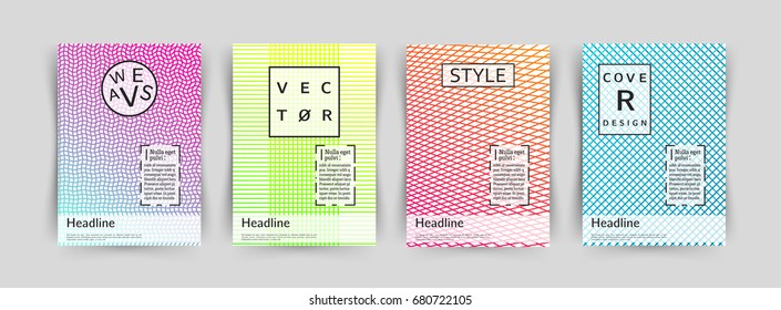 Covers with geometric design. Mesh. Gradient lines. Eps10 vector template.