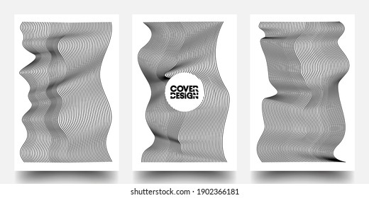 Covers With Geometric Line Shapes. Geometric Template With Lines For Cover. Applicable For Banners, Placards, Posters, Flyers, Booklet And Banner Designs. EPS10 Vector Design.