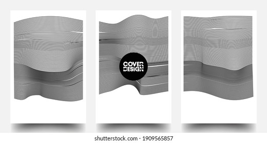 Covers With Geometric Line Shapes. Geometric Template With Lines For Cover. Applicable For Banners, Placards, Posters, Flyers, Booklet And Banner Designs. EPS10 Vector Design.