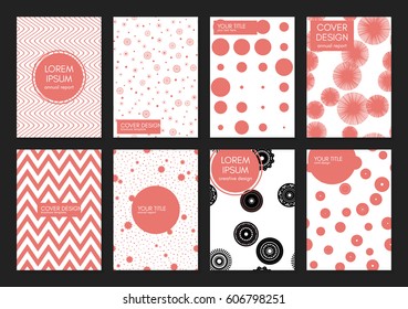 Covers with geometric pattern. Beautiful backgrounds. Trendy Graphic Design for banner, poster, card, cover, invitation. Vector. Isolated.