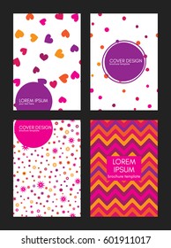 Covers with geometric pattern. Beautiful colorful backgrounds. Applicable for banner, poster, card, invitation, placard, brochure. Vector.