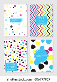 Covers with geometric pattern. Beautiful colorful backgrounds. Applicable for banner, card, cover, invitation, placard, brochure. Vector template. Isolated.
