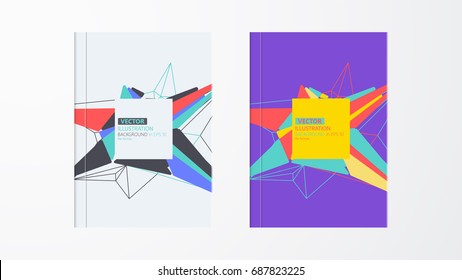 Covers with geometric pattern. Colorful backgrounds. Applicable for Banners, Placards, Posters, Flyers. Eps10 vector template.