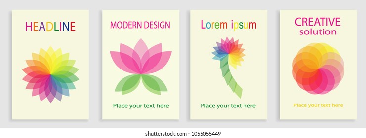 Covers with geometric pattern. Cool colorful backgrounds. Applicable for Banners, Placards, Posters, Flyers. Vector template. Graphics design.