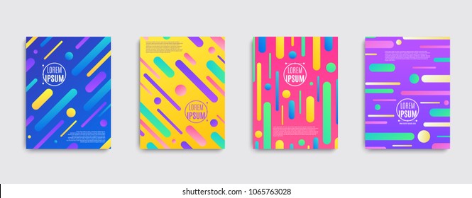 Covers with geometric pattern. Shapes with gradients composition.